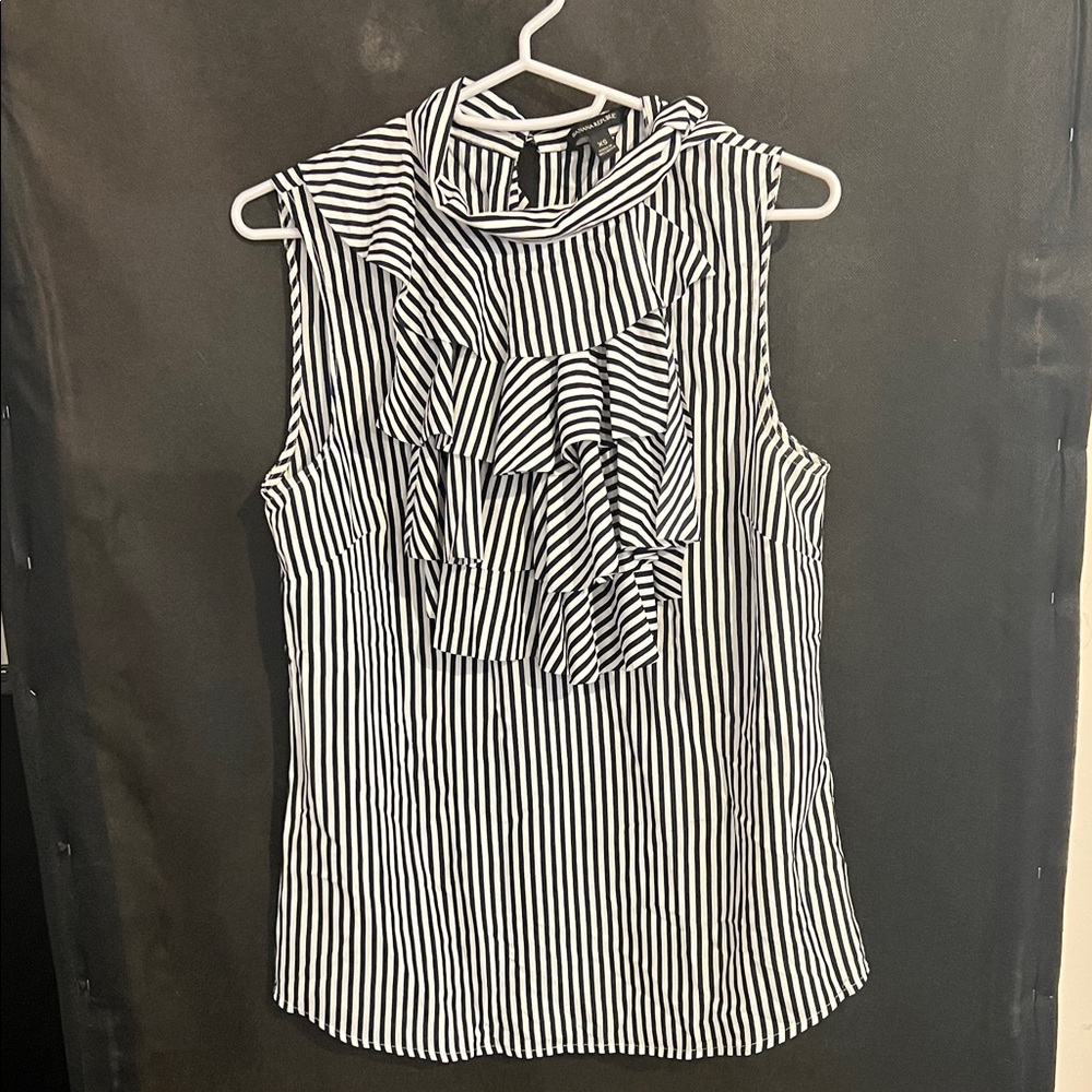 Banana Republic Navy  and White Striped Sleeveless Blouse